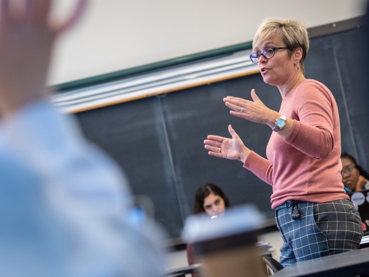 Lanethea Mathews-Schultz, professor of political science, teaches a class.